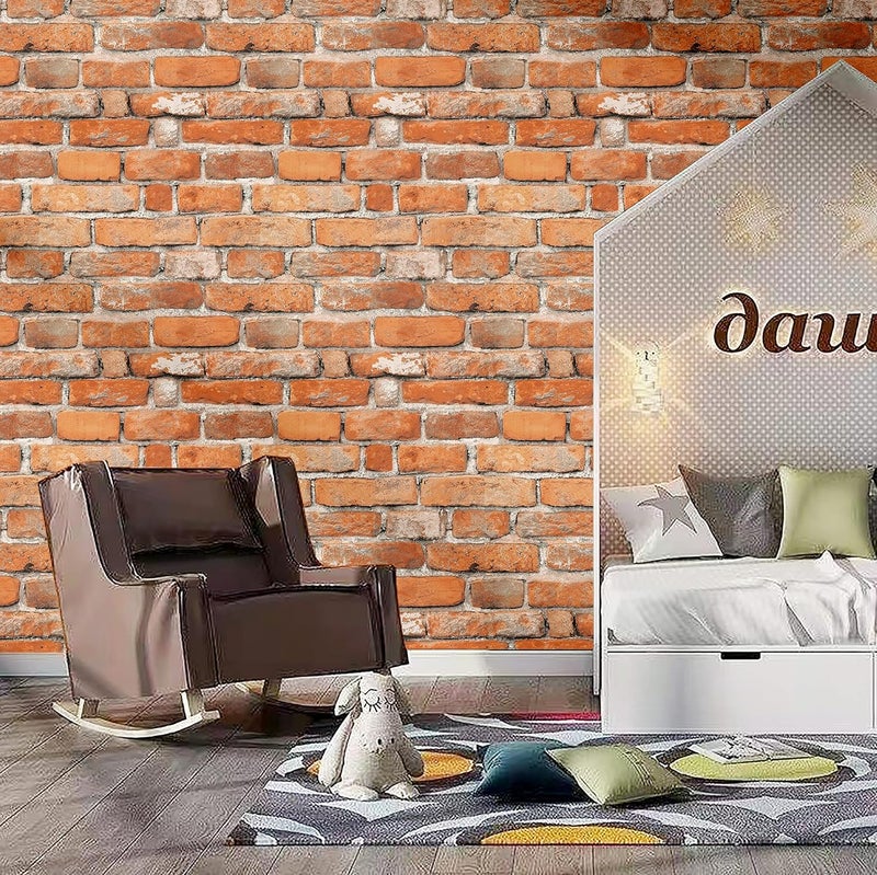 tiltil Faux Brick Peel & Stick Wallpaper - 17.7" x 197" Contact Paper for Cabinets & Fireplace - Red Brick Textured Vintage Removable Vinyl - Image 2